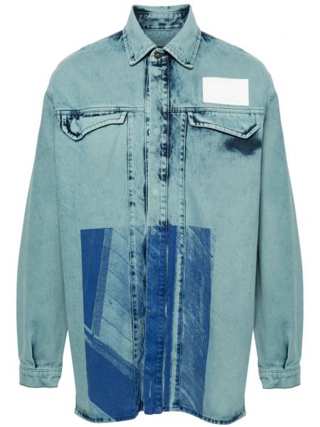 Abstrakte jeanshemd mit print A-cold-wall* blau