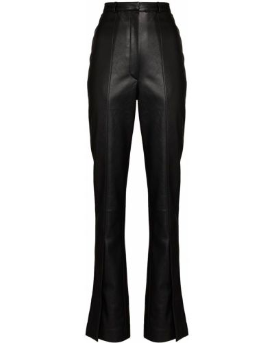 Pantalones rectos de cuero Anouki negro