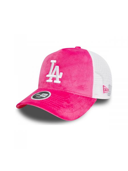 Welurowa czapka z daszkiem New Era różowa