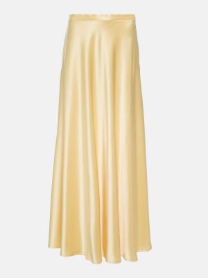 Saténová dlhá sukňa Polo Ralph Lauren žltá