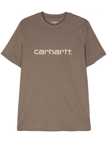 Kokvilnas t-krekls Carhartt Wip brūns