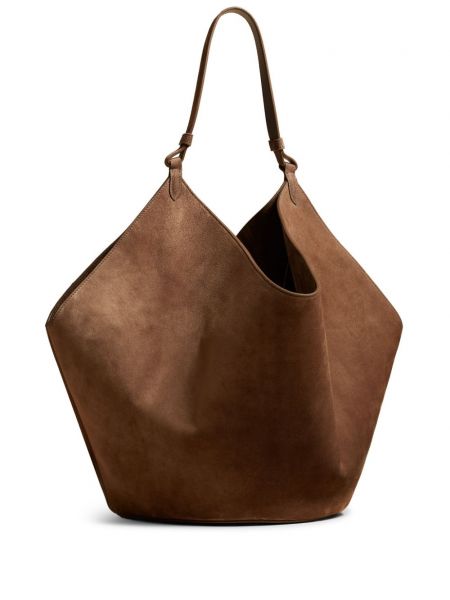 Shopper torbica od brušene kože Khaite smeđa