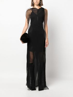 Průsvitné večerní šaty bez rukávů Victoria Beckham černé
