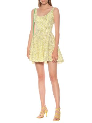 Mini vestido de algodón con estampado Caroline Constas amarillo