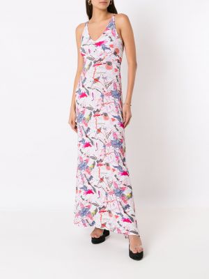 Dlouhé šaty s potiskem s abstraktním vzorem Amir Slama růžové