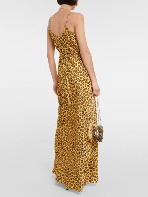 Raštuotas maksi suknelė satininis leopardinis Paco Rabanne