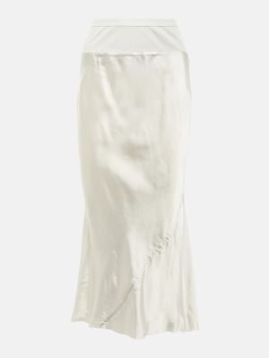 Saténové midi sukně Rick Owens bílé