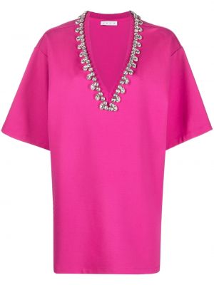 Kleid mit v-ausschnitt mit kristallen Area pink