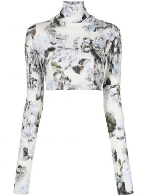 Blommig crop top Off-white