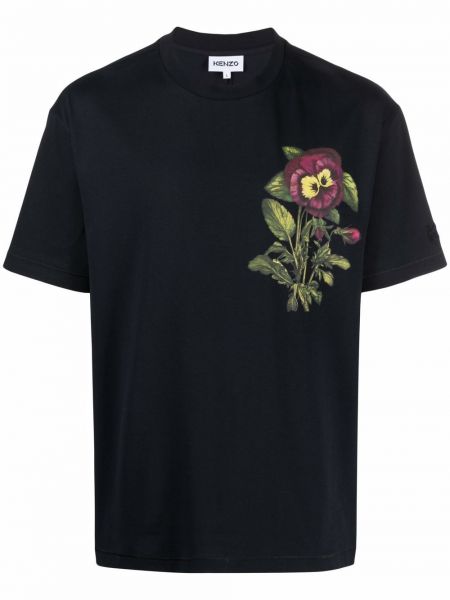 Camiseta de flores con estampado Kenzo negro