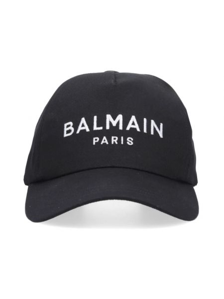 Haftowana czapka z daszkiem Balmain czarna