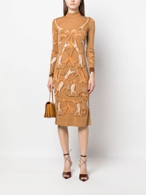 Zīda kleita ar apdruku Hermès brūns
