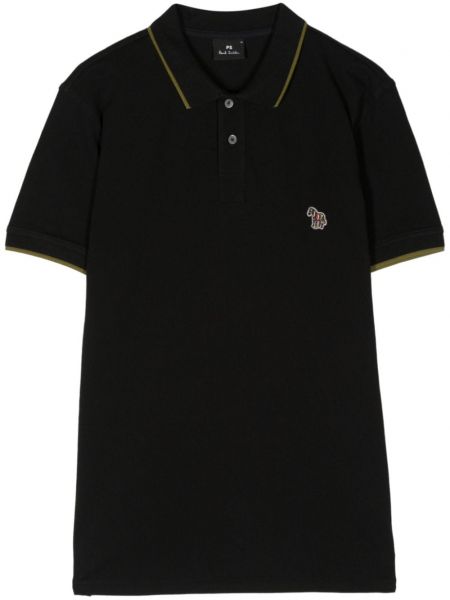 Medvilninis siuvinėtas polo marškinėliai su zebro raštu Ps Paul Smith juoda
