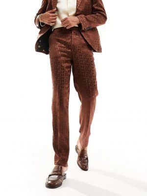 Жаккардовые брюки Twisted Tailor коричневые