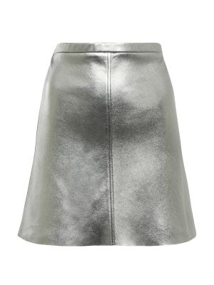 Kožená sukně s vysokým pasem Stouls stříbrné