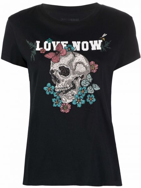Camiseta con bordado de flores Zadig&voltaire negro