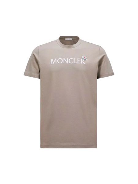 Velours t-shirt mit rundem ausschnitt Moncler beige