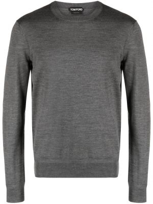 Vlněný svetr s kulatým výstřihem Tom Ford šedý