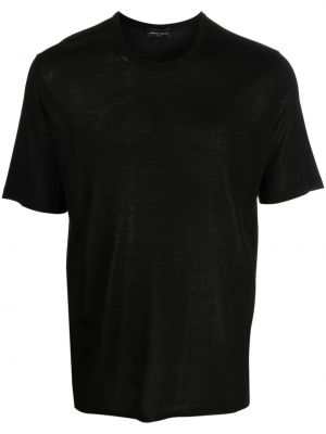 T-shirt en soie avec manches courtes Roberto Collina noir