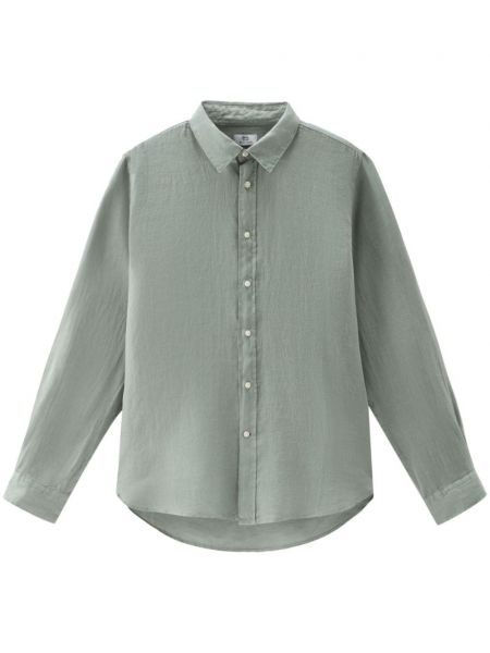 Пухена ленена риза Woolrich зелено