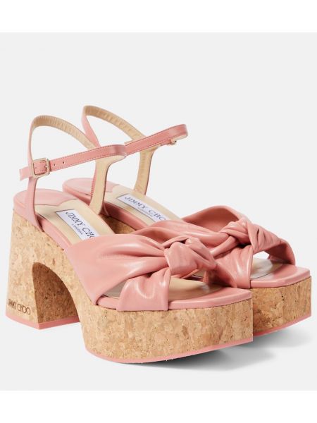 Plattform lær sandaler med reim Jimmy Choo rosa