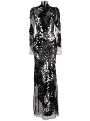 Večerní šaty s flitry se síťovinou Tom Ford černé