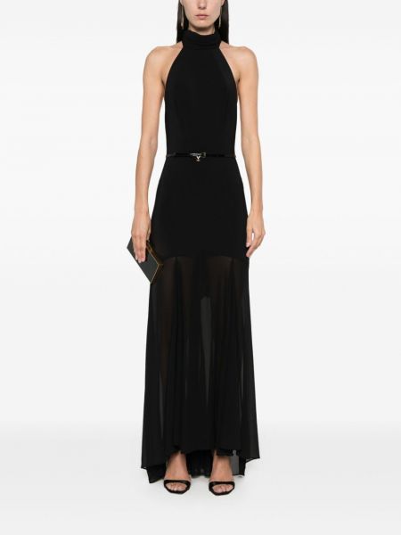 Krepové dlouhé šaty Elisabetta Franchi černé