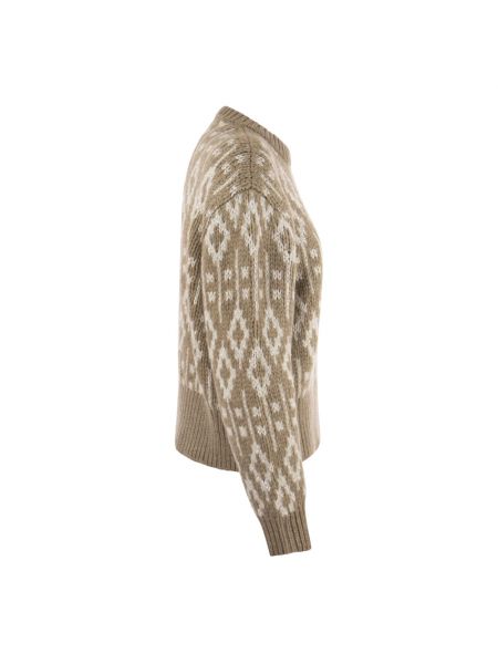 Suéter de cachemir de tejido jacquard Brunello Cucinelli beige