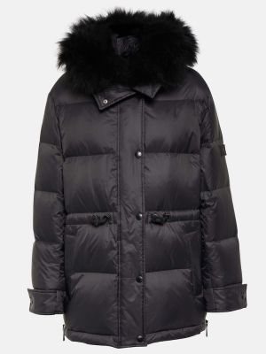 Pérový krátký kabát Yves Salomon čierna
