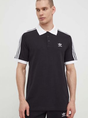 Polo bawełniana w paski Adidas Originals czarna