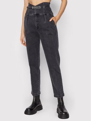 Priliehavé džínsy s rovným strihom Pinko sivá