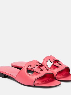 Кожени ниски обувки Gucci розово