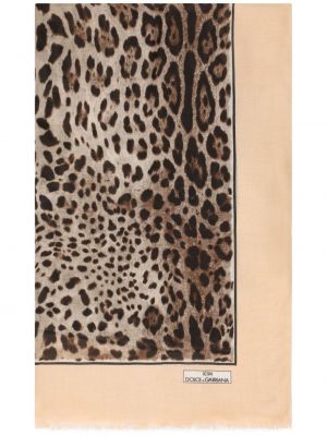 Fular de mătase cu imagine cu model leopard Dolce & Gabbana bej