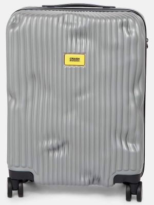 Csíkos bőrönd Crash Baggage szürke