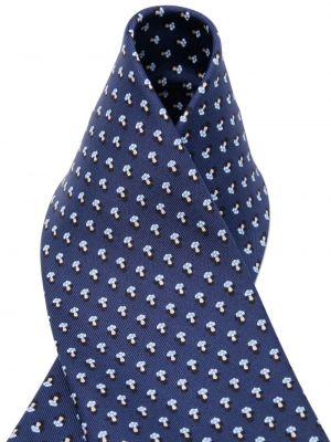 Jedwabny krawat z nadrukiem Ferragamo niebieski