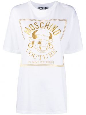 Camiseta con bordado Moschino blanco