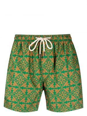Pantaloni scurți cu imagine cu imprimeu geometric Peninsula Swimwear verde
