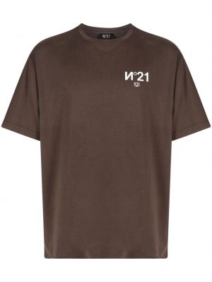 Koszulka bawełniana z nadrukiem N°21 brązowa
