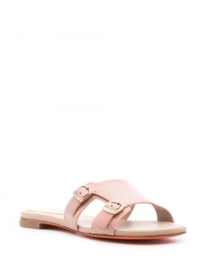Kožené sandály bez podpatku Santoni růžové