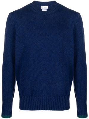 Вълнен пуловер с кръгло деколте Doppiaa синьо