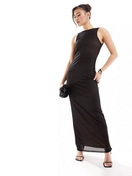 Прозрачное длинное платье без рукавов Asos черное