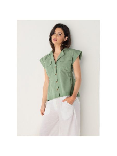 Рубашка на пуговицах с коротким рукавом Victorio & Lucchino зеленая