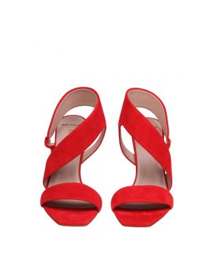 Sandalias de ante de punta cuadrada Balmain rojo