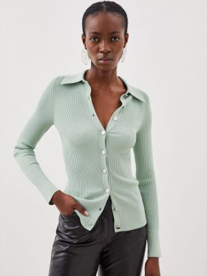 Трикотажная рубашка премиум-класса с драпировкой Karen Millen зеленый