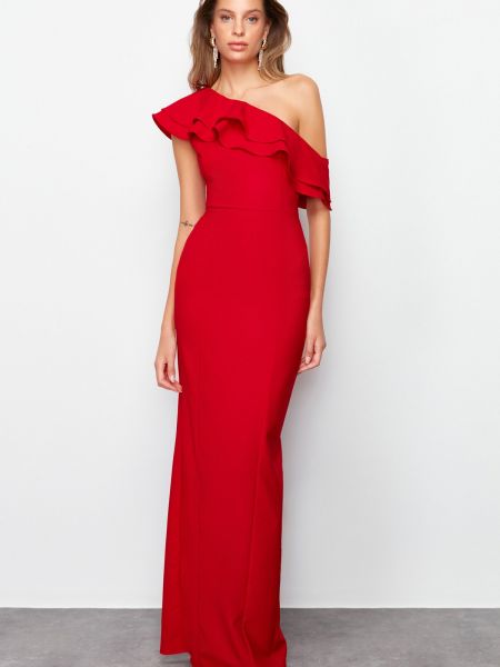 Плетена вечерна рокля Trendyol червено