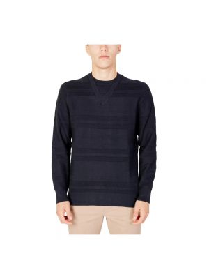 Sweter z długim rękawem z okrągłym dekoltem Armani Exchange niebieski