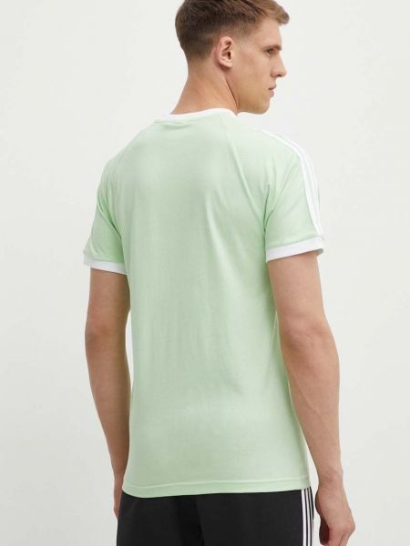 Pamut csíkos slim fit póló Adidas zöld