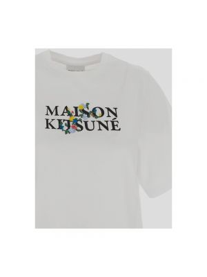 Camiseta con bordado de flores Maison Kitsuné blanco