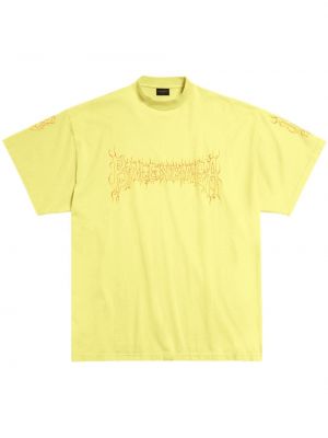 Памучна тениска жълто Balenciaga
