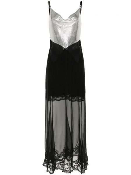 Φόρεμα με τιράντες με διαφανεια από διχτυωτό Rabanne μαύρο
